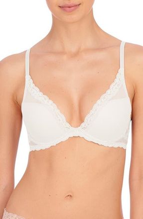 Natori Luxe Plunge T-Shirt Bra in White Dove at Nordstrom, Size 34Ddd