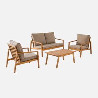 Sweeek Conjunto De Jard&iacute;n De Madera De Acacia Y Olefina, 4 Plazas