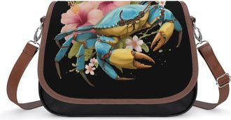 Generic Crab Flower Crossbody Bags for Women Shoulder Messenger Bag Purse Handbags