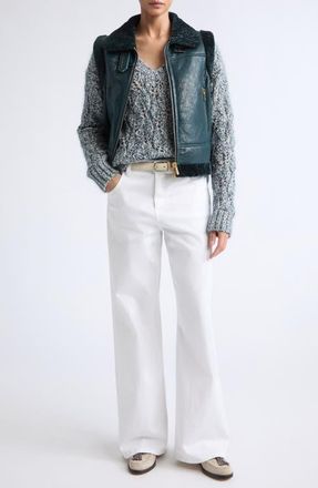 Eleventy Wide Leg Jeans in 01 White at Nordstrom, Size 46