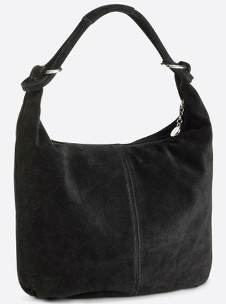 Heine Beuteltasche HEINE, Damen, Gr. B/H/T: 39cm x 49cm x 2cm, schwarz, Leder, unifarben, Taschen Beuteltasche