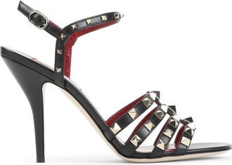 Valentino Garavani Rockstud Caged Stiletto Sandaal - Dames - Sandalen met hakken - Zwart - 38 EU - Leer - Schoenen