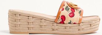 Valentino Garavani VLogo Signature Flatform Sandal In Jacquard Raffia With Cherryfic Motif 60mm Wo