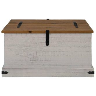 Berkfield Home Storage Chest HALDEN White 91x91x47 cm Solid Wood Pine | Size: 91 x 91 x 47 cm