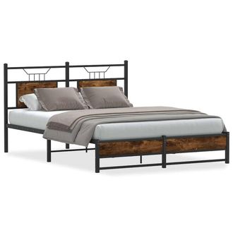 Berkfield Home Bed Frame without Mattress Smoked Oak 140x200 cm Engineered Wood in Brown