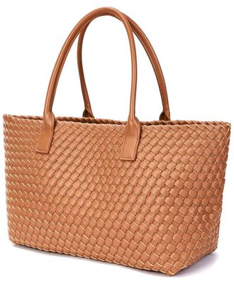Tiffany & Fred Large Hand-Woven Leather Tote