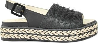 Espadrilles Flat Sandalen - Dames - Sandalen - Zwart - 36 EU - Schoenen