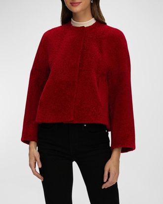 Gorski Reversible Collarless Shearling Lamb Jacket