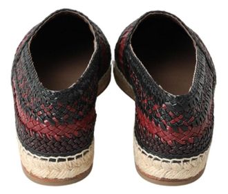Dolce & Gabbana Mens Black Bordeaux Buffalo Leather Espadrille Shoes