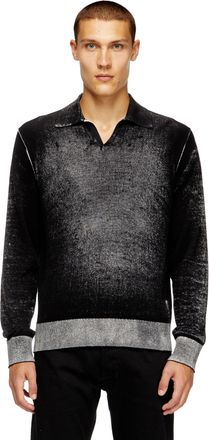 Diesel Reverse-print polo jumper - Knitwear - Man - Black