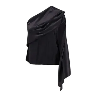 Alberta Ferretti Mouwloze Top met Drap - Dames - Tops - Zwart - Maat: L Viscose