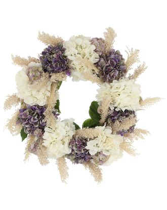 Creative Displays Inc. 22In Grapevine Wreath With Hydrangeas, Pampas & Sedum