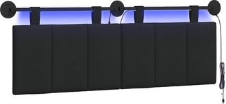 vidaXL Cabecero Colgante Con Luz Led Negro Tela Vidaxl