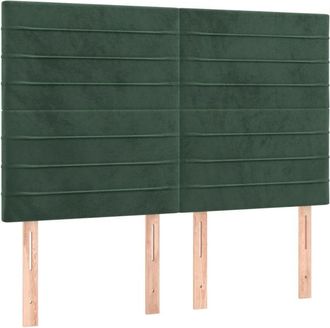 vidaXL Vidaxl - Cabecero Con Luces Led Terciopelo Verde Oscuro 144x5x118/128 Cm