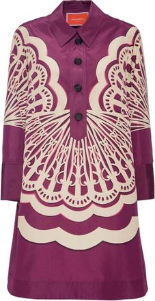 La DoubleJ Moonlight Frilled Dress - Dames - Korte kleedjes - Paars - XS - Polyester - Kleedjes