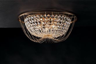 Netlighting Vienna Crystal K9 Flush Ceiling Light Gold E14