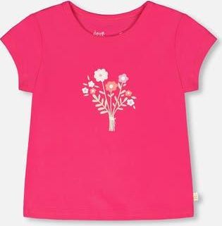 Deux par Deux Organic Cotton Jersey Short Sleeve Floral T-Shirt in Pink at Nordstrom, Size 12M