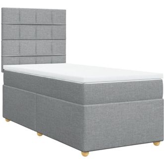 vidaXL Vidaxl - Cama Box Spring Con Colch&oacute;n Tela Gris Claro 100x200 Cm