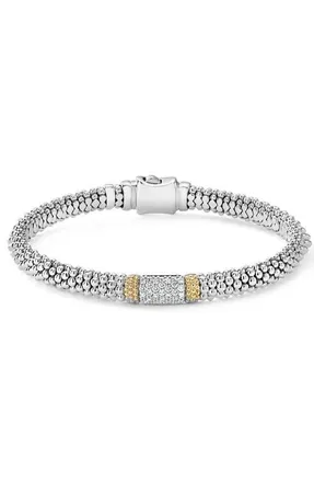 Lagos Caviar Lux Diamond Caviar Bracelet in 0.35 Pave Ss at Nordstrom, Size Medium