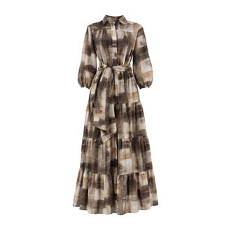 Kiton Shirt Dresses, female, Multicolor, Size: M Belted Shirt Dress