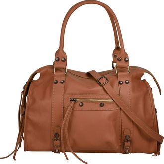Forty Degrees Shopper FORTY, Damen, Gr. B/H/T: 38cm x 25cm x 14cm onesize, braun (cognac), Leder, leicht gl&auml;nzend, unifarben, Taschen Shopper, echt Leder, Made in I