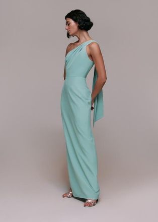 Whistles Bethan One Shoulder Maxi Dress in Sage Green at Nordstrom, Size 12