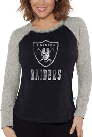 G-III 4Her by Carl Banks Womens G-III 4Her by Carl Banks Black/Heather Gray Las Vegas Raiders Waffle Knit Raglan Long Sleeve T-Shirt at Nordstrom, Size Xx-Large