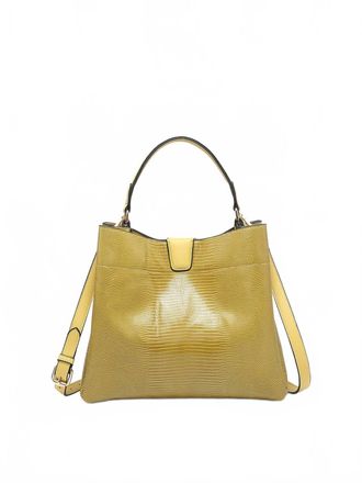 Jen & Co. Womens Tati Lizard Monogrammable Satchel Bag In Fern