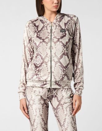 Philipp Plein Zip Hoodie All-Over Women in Beige at Nordstrom, Size X-Small