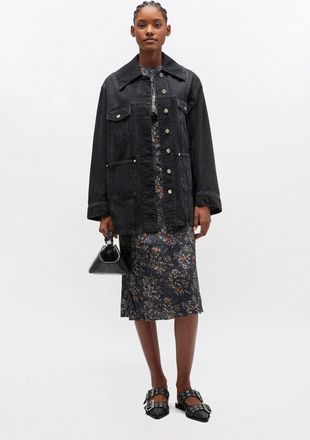 Ganni Black Washed Denim Jacket - Size XXS/XS