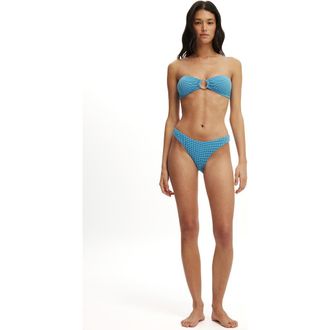 Cotton On Womens Full Bikini Bottom in Blue Mini Gingham at Nordstrom, Size X-Small