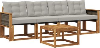 vidaXL Conjunto De Sof&aacute;s De Exterior 5 Uds. Natural Y Gris Claro Vidaxl