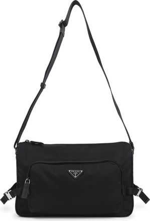 Prada Cross Body Bags, male, Black, Size: ONE SIZE Re-Nylon Shoulder Bag