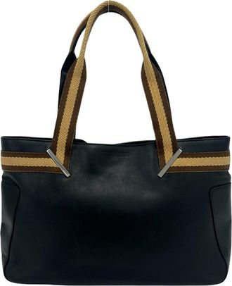Gucci Beige Black Brown Leather Handbag Tote Bag (Pre-Owned)