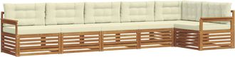 vidaXL Conjunto De Sof&aacute;s De Exterior 6 Uds. Natural Y Crema Vidaxl