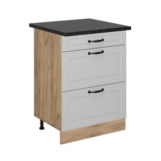 Vicco Mueble Bajo De Cocina R-line, Blanco Casa De Campo, 60 Cm Con Cajones, Et Antracita Vicco
