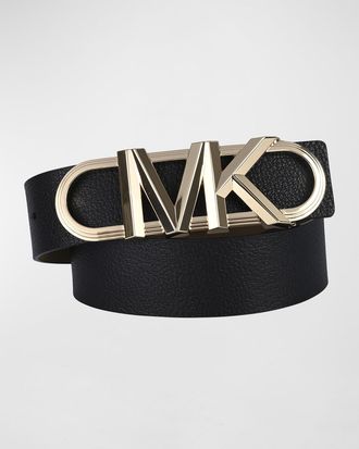 Michael Kors Logo Buckle Leather Waist Belt