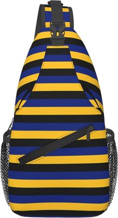 Generic Barbados Flag Stripes Crossbody Bag Adjustable Shoulder Bag Breathable Daypack For Sports Runner Shopping