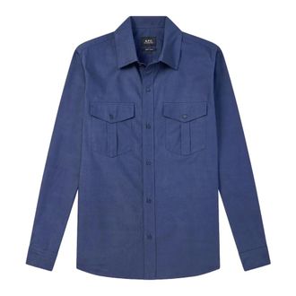 A.P.C. Light Jackets, male, Blue, Size: XL Warren Shirt