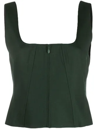 Gestuz FenayaGZ corset top - women - Viscose/Polyester/Spandex/Elastane/Polyester/Recycled Polyester/Wool - 38 - Green