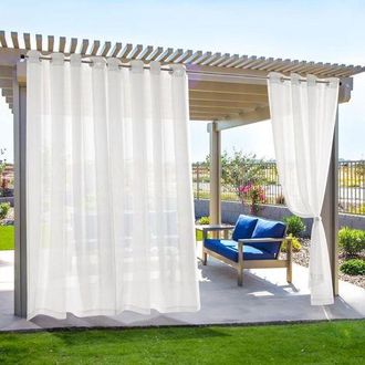 OEM Juego De 2 Cortinas Exteriores Resistentes A La Intemperie Para Puertas Francesas, 134 X 210 Cm, Blancas