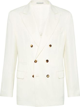 Brunello Cucinelli Linen Blend Double-Breasted Jacket-Uomo