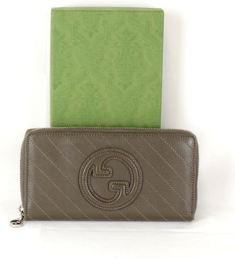 Gucci Brown Leather Long Wallet (Bi-Fold) (Pre-Owned)