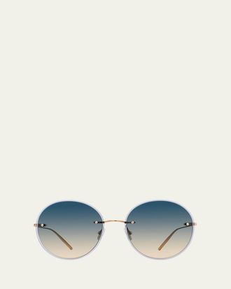 Barton Perreira Rigby Golden Titanium & Acetate Round Sunglasses
