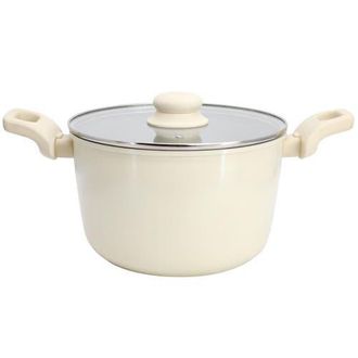 Gibson Home Barnsdall 5 Quart Ceramic Nonstick Aluminum Stock Pot with Lid in White at Nordstrom