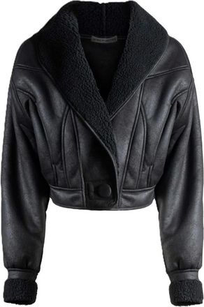 Nineminutes Faux Fur & Shearling Jackets, female, Black, Size: M Eco-montone Crop