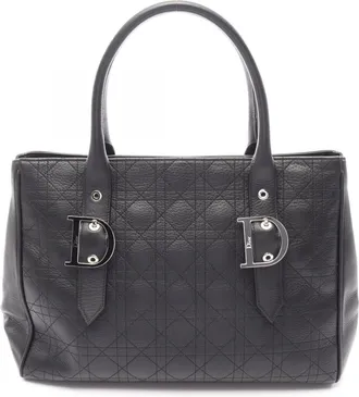 Dior Black Leather Handbag Tote Bag (Pre-Owned)