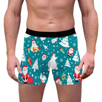 Generic Achimlt Mens Christmas Boxers Personalised Xmas Boxer Shorts Stylish Hipster Funny Knickers Low Rise Loose Fit Anti Chafing Santa Printed Trunks Soft 