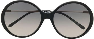 Chlo&eacute; gradient-lenses round-frame sunglasses - women - Acetate/Metal - 58 - Black