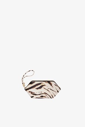 Ganni White Bou Make-Up Pouch in Zebra